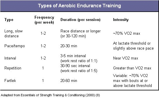 typy treningu aero aerobic endurance training graph